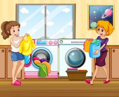 Young lady washing clothes vector