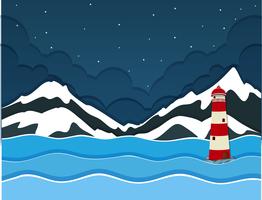 A snow mountain over ocean view vector