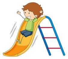 Doodle boy playing slide