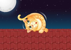 A cat rolling on the roof vector