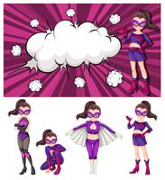 Set of woman superhero vector