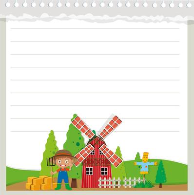 Line paper design with farm theme