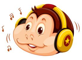 Monkey head listen to music vector
