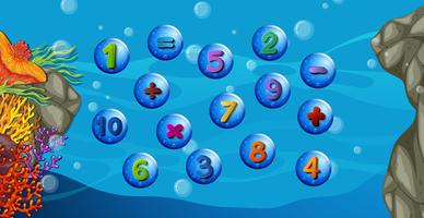 Counting numbers with underwater background vector