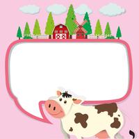 Border design with cow and farm vector