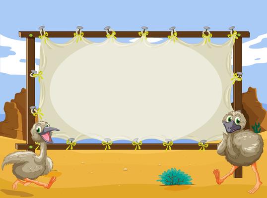 Frame design with two ostriches