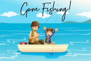 Father and son fishing with words gone fishing vector