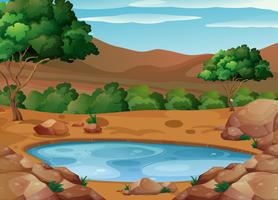 Scene with water hole on the ground vector