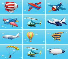 Different types of aircrafts vector