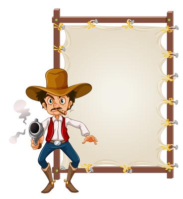 A cowboy on blank banner