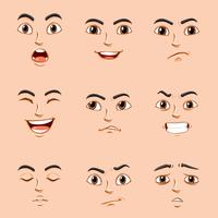 Diferentes expresiones faciales del humano. vector