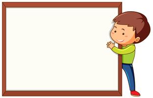 A boy and blank frame vector