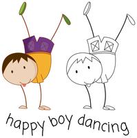 Doodle boy character dancing vector