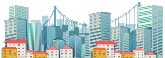 City scene with tall buildings vector