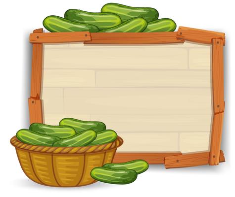 Cucumber on wooden banner