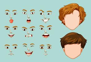 Faceless characters and different emotions vector