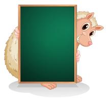 An animal at the back of an empty blackboard vector