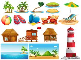 Summer theme with ocean and buildings vector