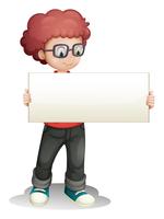 A boy holding an empty banner  vector