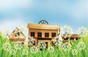 Three kinds of wooden houses vector