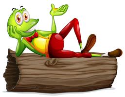 A frog lying above the trunk vector