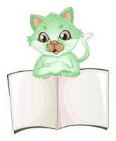 A cat holding an empty book vector