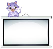 An empty whiteboard with a cat vector