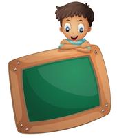 A boy holding an empty board  vector