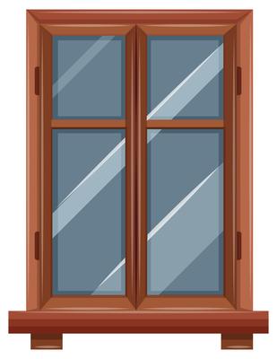 Window with wooden border