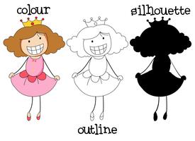 Different graphic style of doodle princes vector