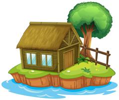 A house and tree on island vector