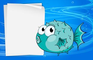 A fish beside a paper under the sea vector