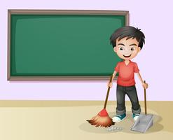 Boy cleaning vector