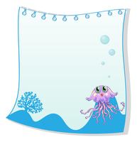 Una plantilla de papel vacía con una medusa en la parte inferior. vector