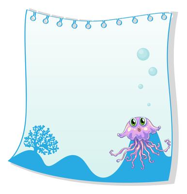 An empty paper template with a jellyfish at the bottom