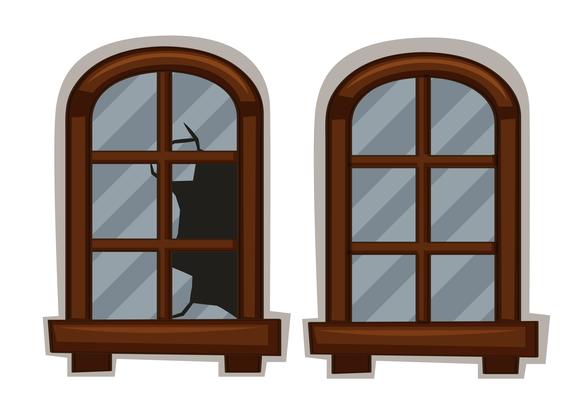 Windows in good and bad condition