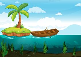 plam tree and rowboat vector