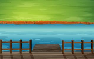 A river with a wooden port vector