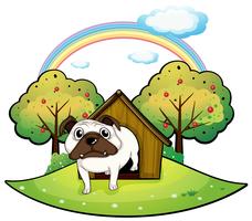 A dog inside a doghouse vector