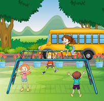 kids and monkey bar vector