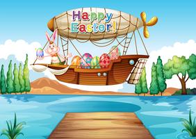 A happy easter greeting above the river vector
