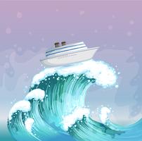 A boat above the big wave  vector