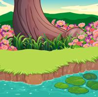 A scenery at the riverbank vector