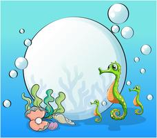 Sea horses and other sea creatures under the sea vector