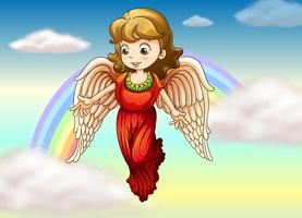Un angel y un arcoiris vector