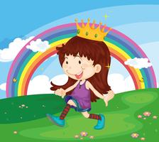 Cartoon illustration of a girl in the park vector