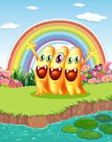 Three monsters near the pond vector