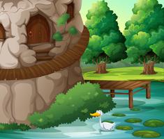 A beautiful scenery with a duck vector