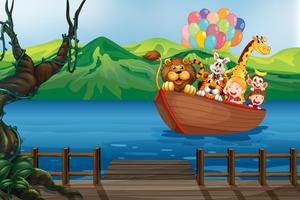 A boat with animals vector