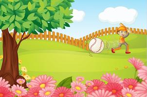 A boy playing cricket vector